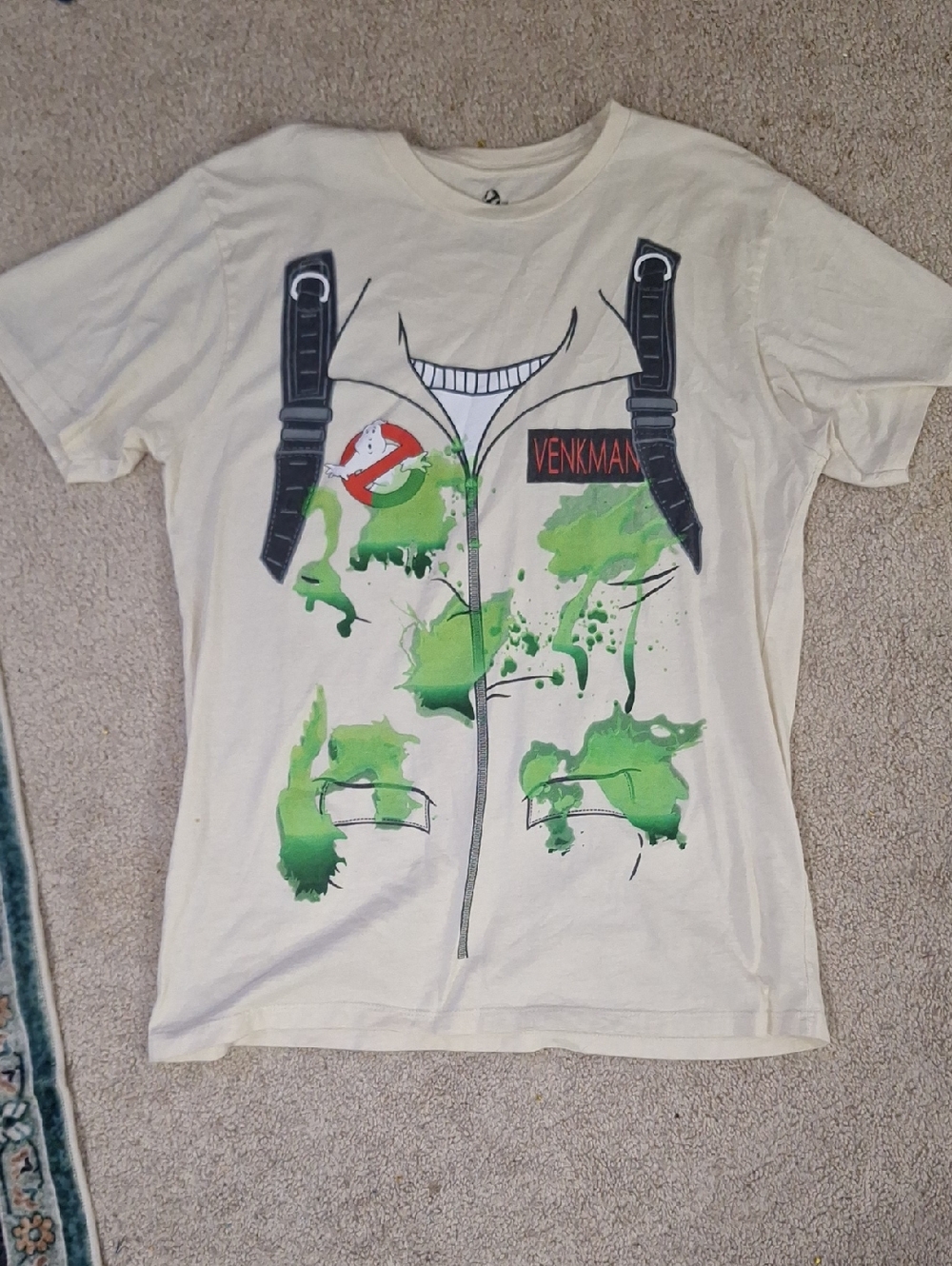 Ghostbusters Venkman Costume Graphic Tee - Cream & Green